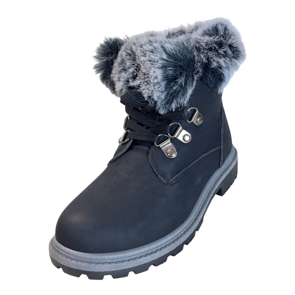 Jessica Carlyle Julio Black Faux Suede Faux Fur Trim Boot Girls Size 2 - Picture 2 of 9